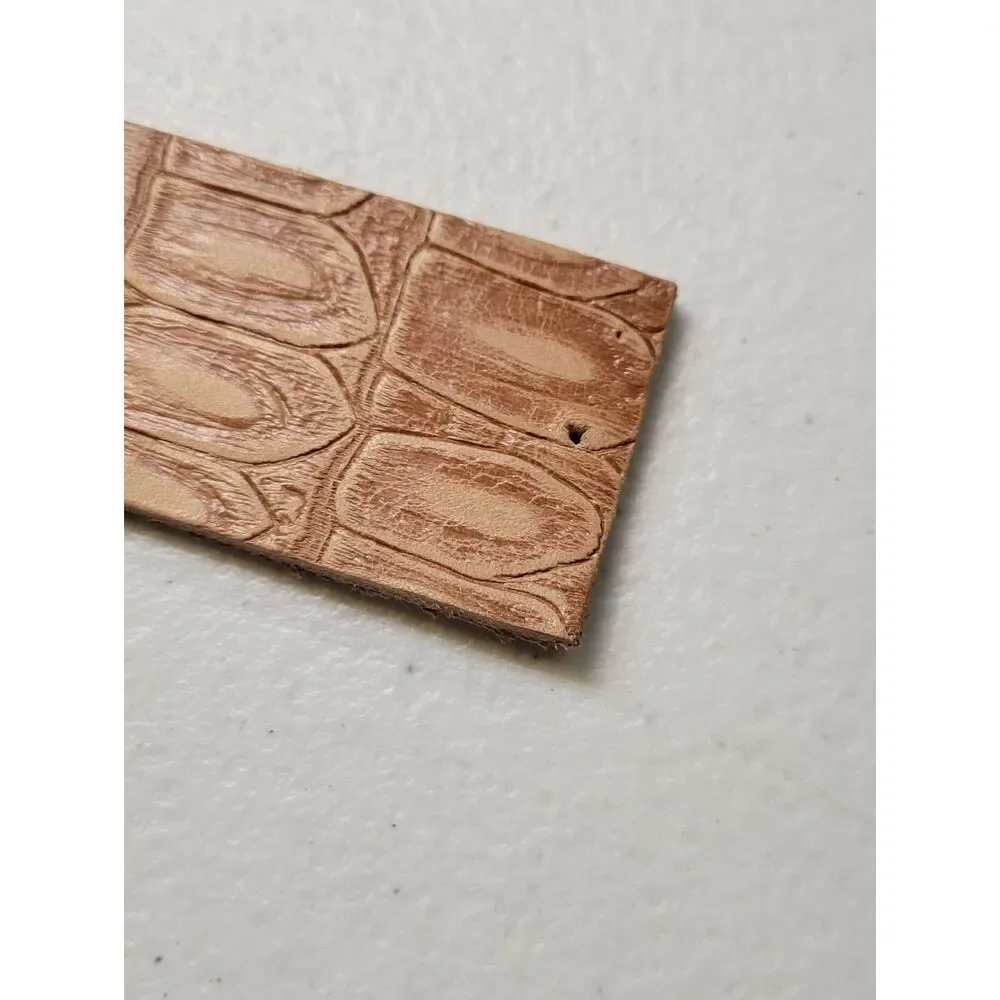 Tan Croc-Embossed Leather Belt Uncut Unfinished Blank